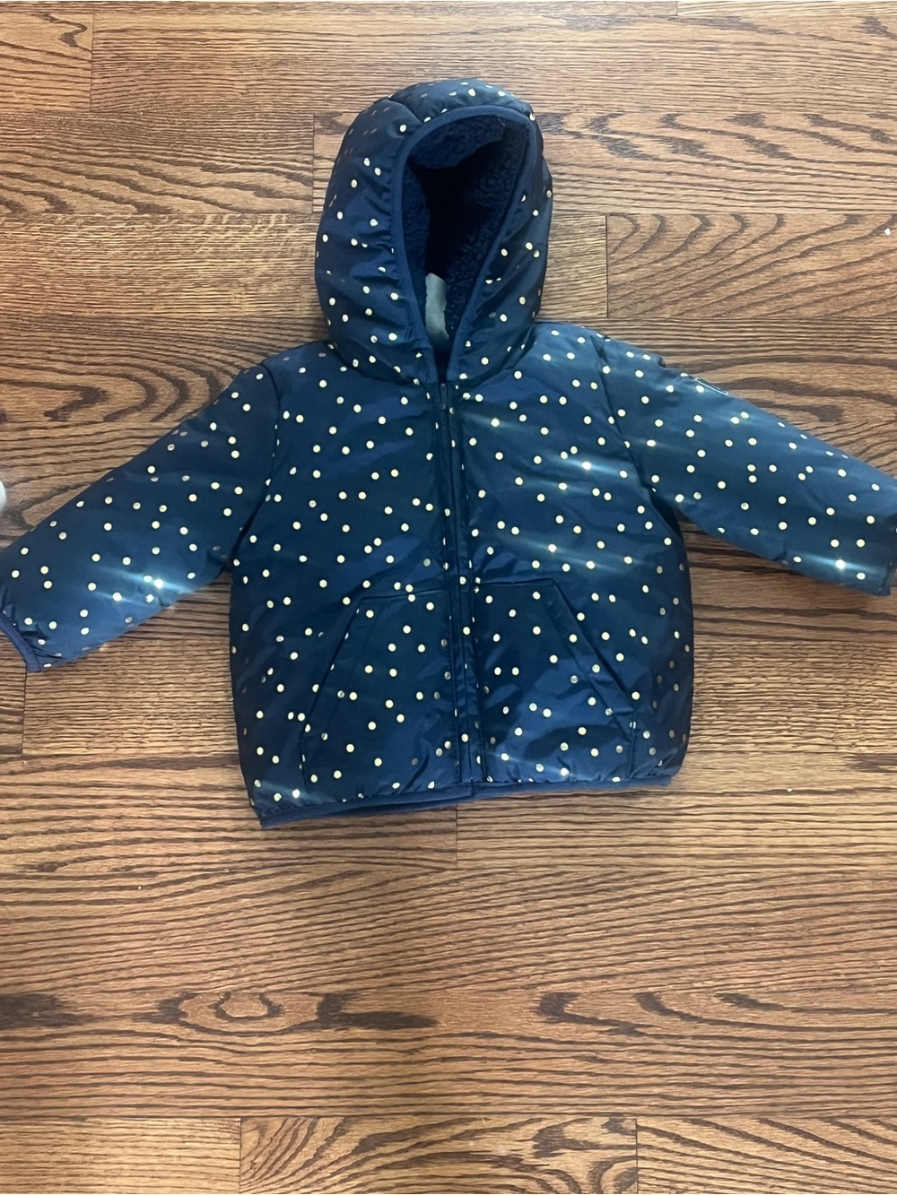 Baby gap Navy Polka Dot Hooded Jacket